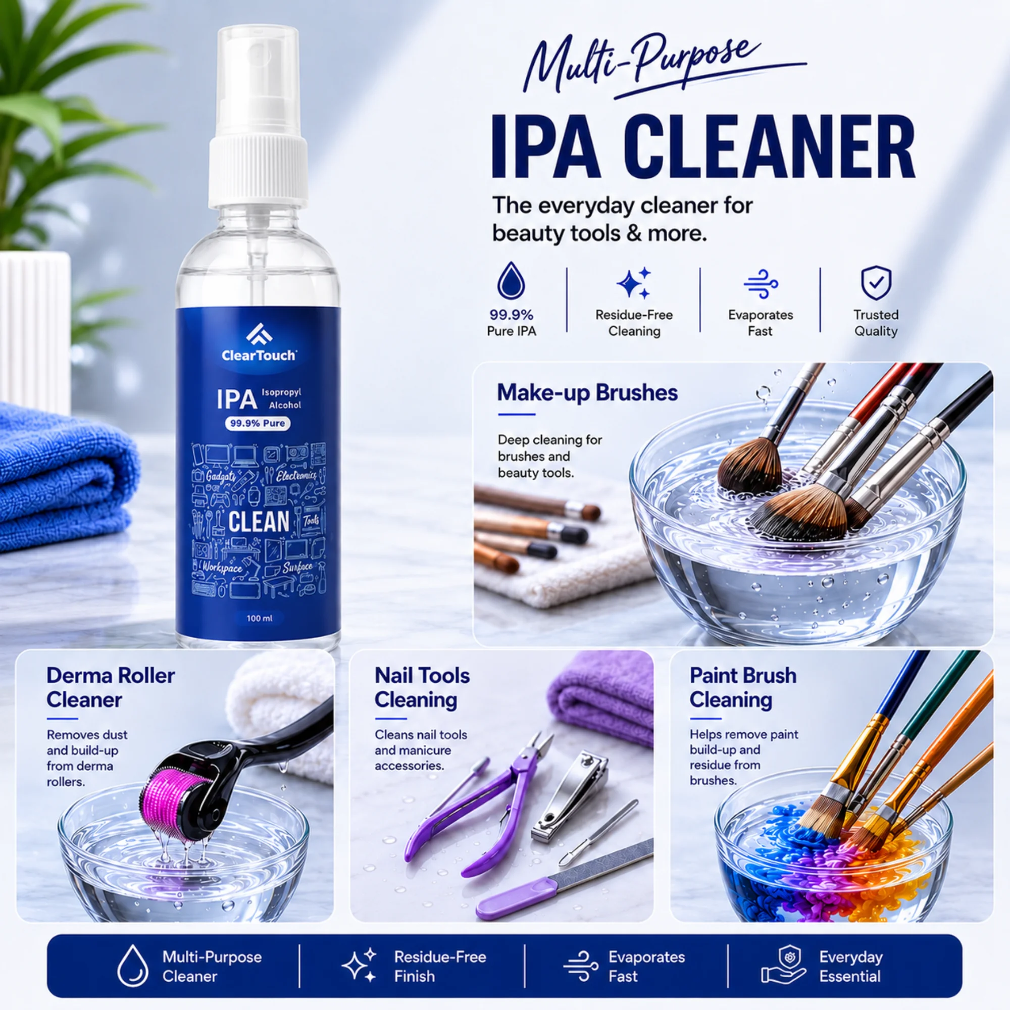 Sanitizing tools and brushes using ClearTouch IPA